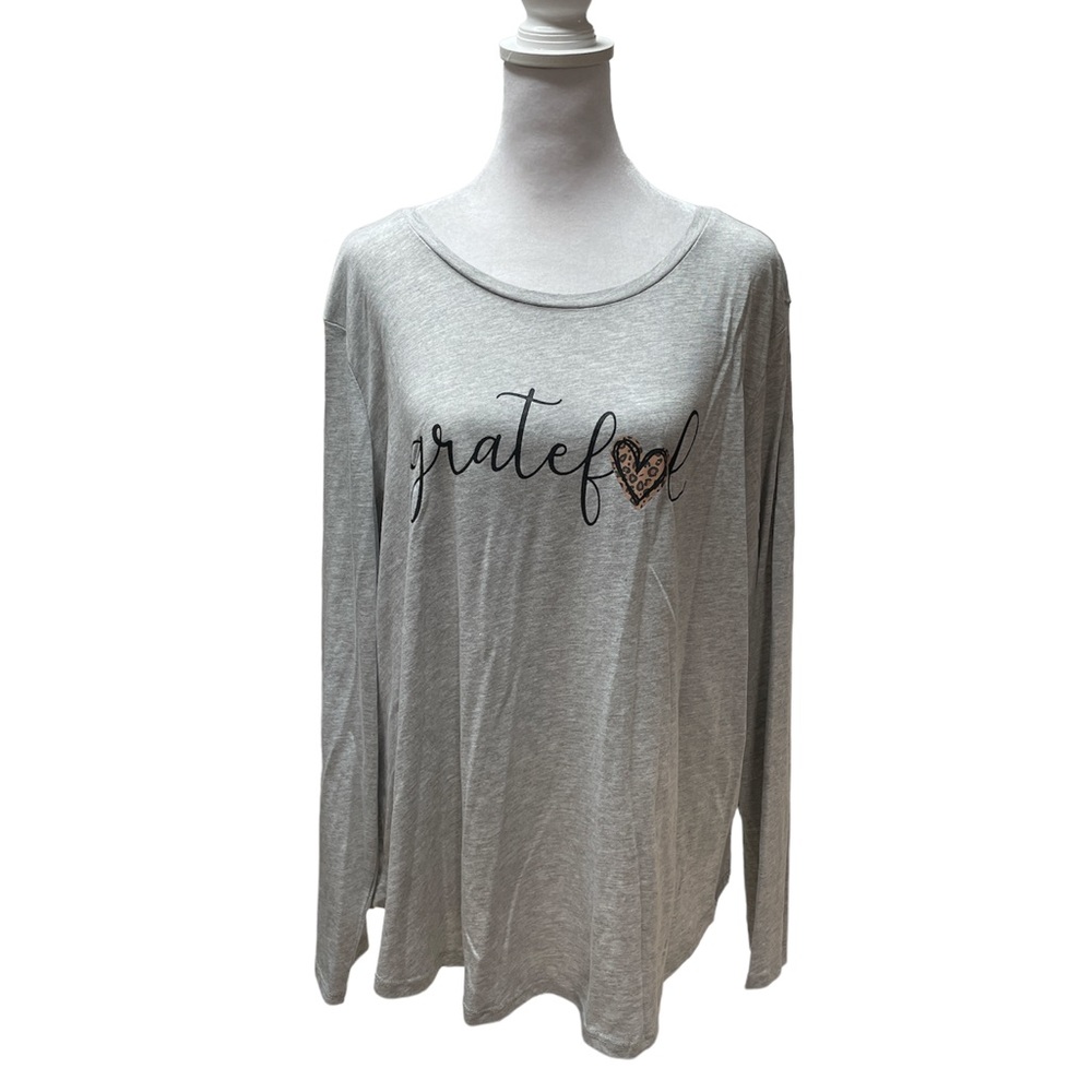 State of Mine Heather Gray Long Sleeve Women’s Graphic Grateful Tee Size XXL
